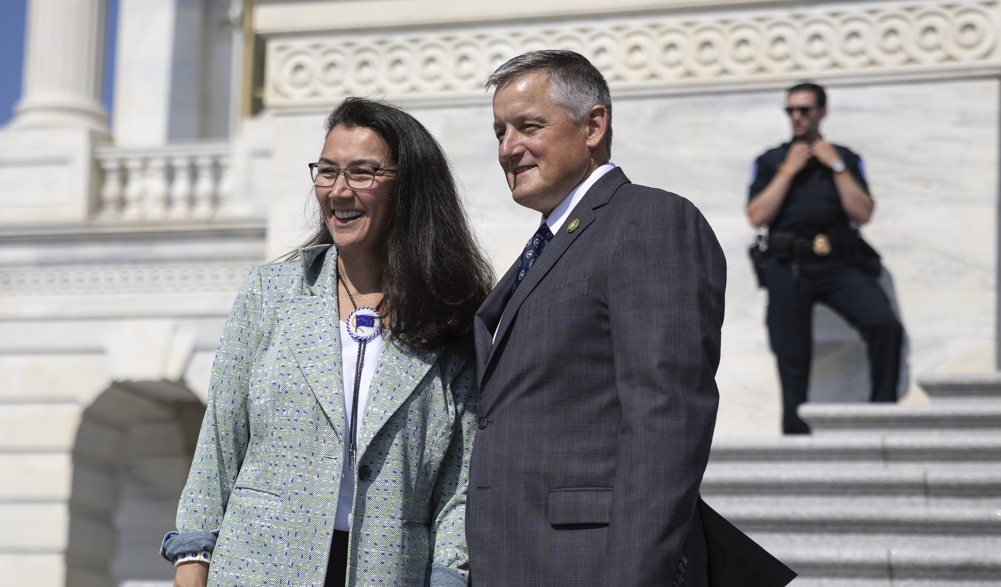 Mary Peltola and Bruce Westerman on the steps of the capitol