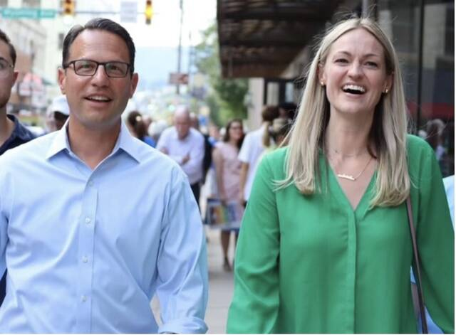 Gov. Josh Shapiro and Paige Cognetti