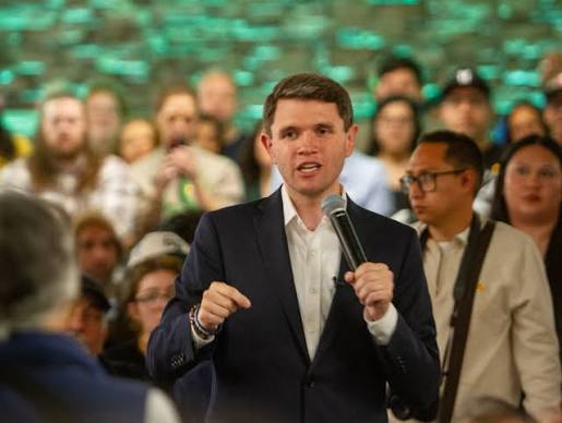 James Talarico speaking at a Texas rally